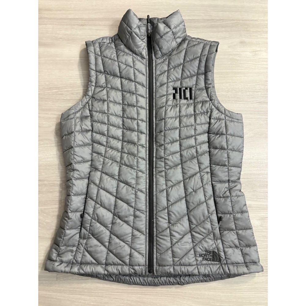 The North Face Womens Thermoball Quilted Puffer Vest Gray Full Zip Small